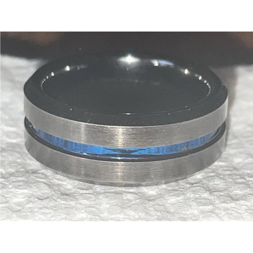 Men's Ring with Blue Inlay - Picture 3 of 12